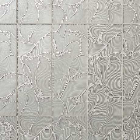 Sonya Waves Sterling Gray and Silver 6x16 Frosted Glass Tile