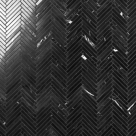 Nero Marquina  1/2"x4" Herrigbone Polished Marble Mosaic