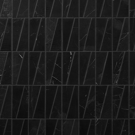 Velour Nero Marquina 2x6 Trapezoid Leather Marble Mosaic Tile