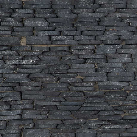 Nature Stacked Alor Black Honed Natural Stone Mosaic