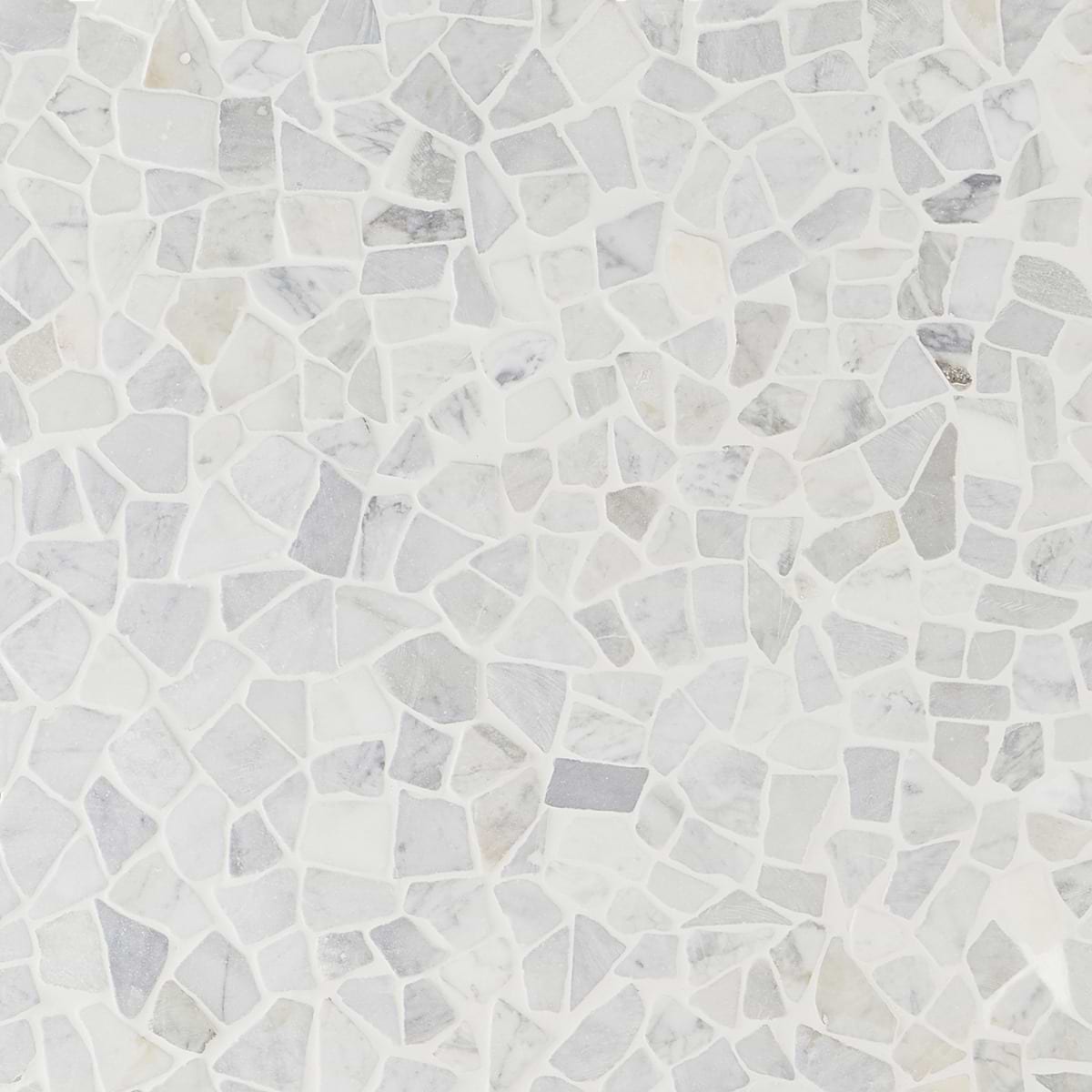 NATURE TUMBLED White Honed Carrara Pebble Mosaic