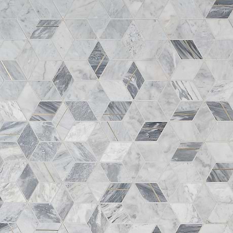 Morgana Bardiglio Gray Polished Marble & Brass Mosaic