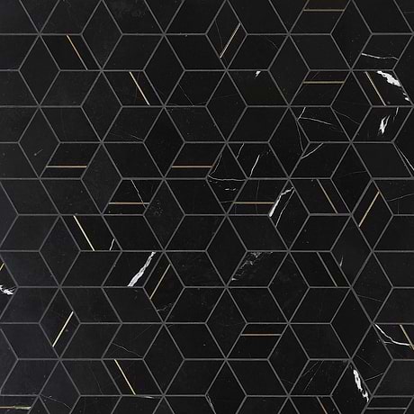 Morgana Nero Black Polished Marble & Brass Mosaic