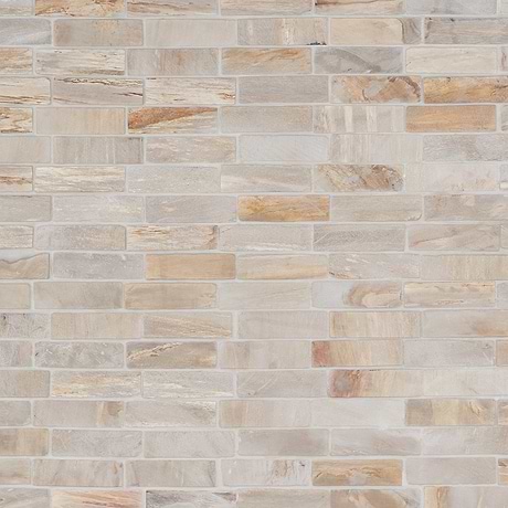Fossil Beige Brick 1x4 Brick Tumbled Petrified Stone Mosaic