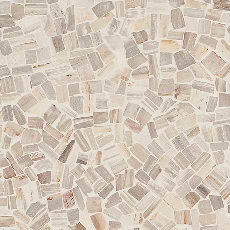 Fossil Beige Cobblestone Tumbled Petrified Stone Mosaic