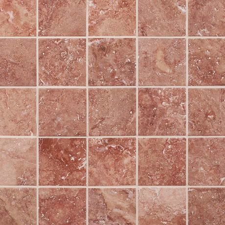 Velour Red Travertine 4x4 Leather Marble Tile