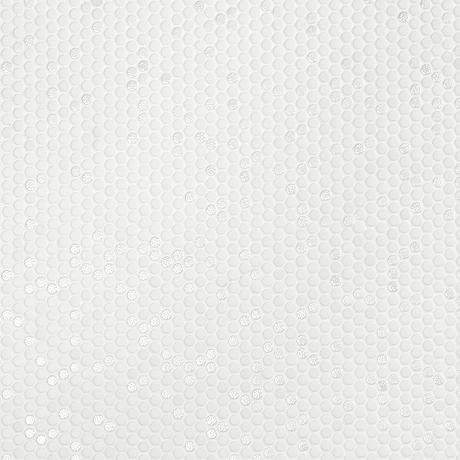 Zoe Bianco White 1/2" Penny Round Frosted & Polished Glass Mosaic