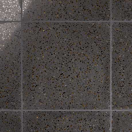 Veritas Terrazzo Sombra Charcoal with Gold 16x16 Polished Terrazzo Tile