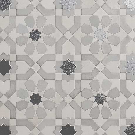 Cantico Fes Cloud Gray 8x16 Mixed Finish Lava Stone and Cement Mosaic Tile