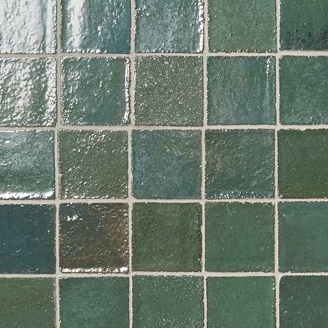 Terra Ember Aqua Blue 4x4 Handmade Metallic Crackled Glossy Terracotta Tile