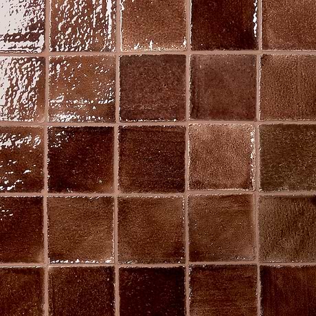 Terra Ember Hazelnut Brown 4x4 Handmade Crackled Glossy Terracotta Tile