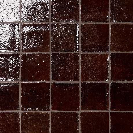 Terra Ember Espresso Brown 4x4 Handmade Crackled Glossy Terracotta Tile