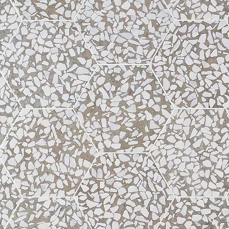 Terrazzo Hex Grigio Gray 9" Terrazzo Look Matte Porcelain Tile