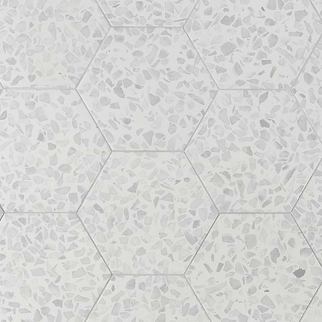 Terrazzo Hex Gray 9" Terrazzo Look Matte Porcelain Tile
