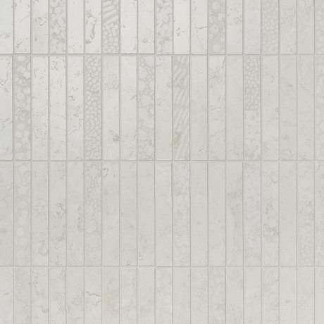 Corretta Deco Bianco White 1x6 Stacked Semi-Polished Mosaic Tile