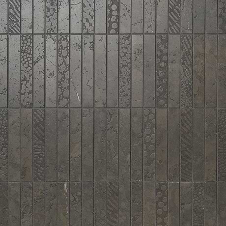 Corretta Deco Mocha Gray 1x6 Stacked Semi-Polished Mosaic Tile