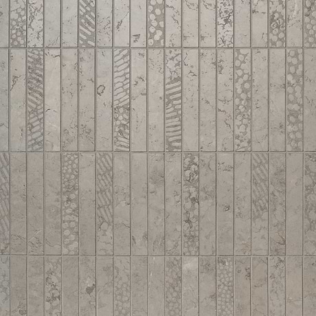 Corretta Deco Warm Gray 1x6 Stacked Semi-Polished Mosaic Tile