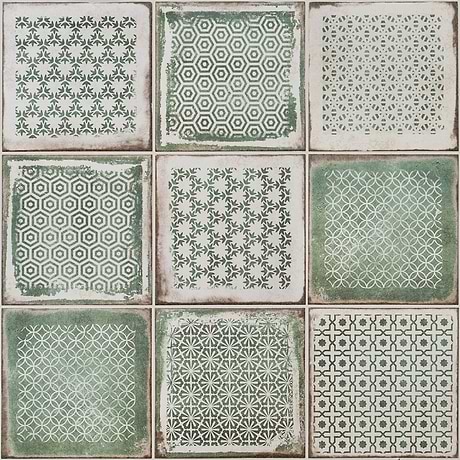 Los Lunas Deco Green 8x8 Matte Porcelain Tile