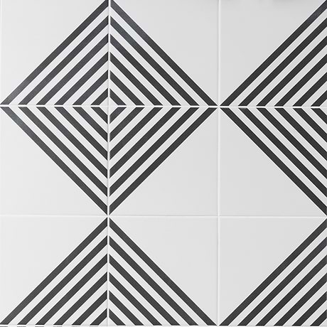 B2W Black & White Stripe Positive 8x8 Matte Porcelain Tile