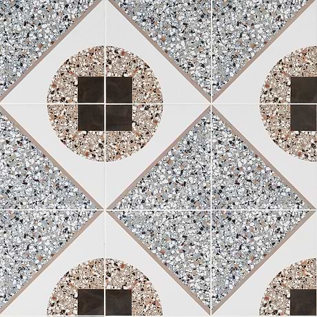 Chips Deco Azur Multicolor 8x8 Terrazzo Look Matte Porcelain Tile