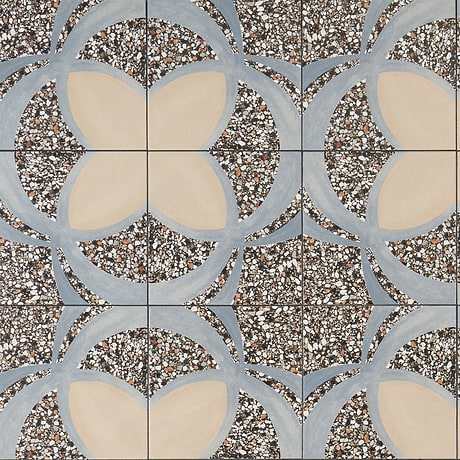 Chips Fleur De Lis Nero Multicolor 8x8 Terrazzo Look Matte Porcelain Tile