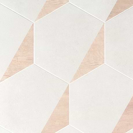 Pergola Wood White 12.5" Hexagon Matte Porcelain Tile