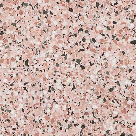 Six Hexagon Earth Pink 12.5" Terrazzo Look Matte Porcelain Tile