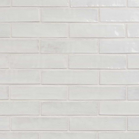 Emery White 2x8 Handmade Crackled Glossy Terracotta Tile