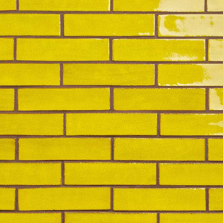 Emery Yellow 2x8 Handmade Crackled Glossy Terracotta Tile