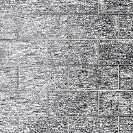 Veda Black Silver 4x9 Polished Glass Subway Tile