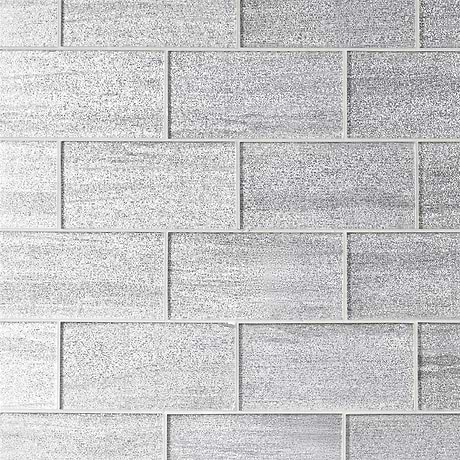 Veda Silver 4x9 Polished Glass Subway Tile
