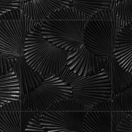 Okeanos Carved Black Jade 16x16 3D Honed Marble Tile