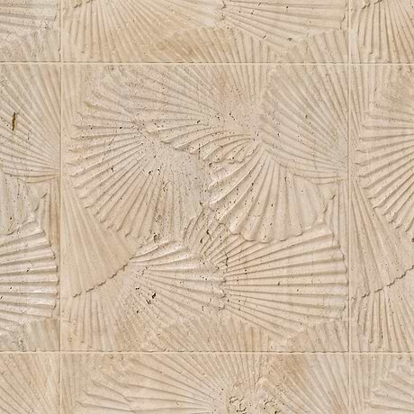 Okeanos Carved Cream Travertine 16x16 3D Honed Tile