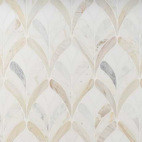 Konwalia Bianco White Floral Marble Mosaic Tile