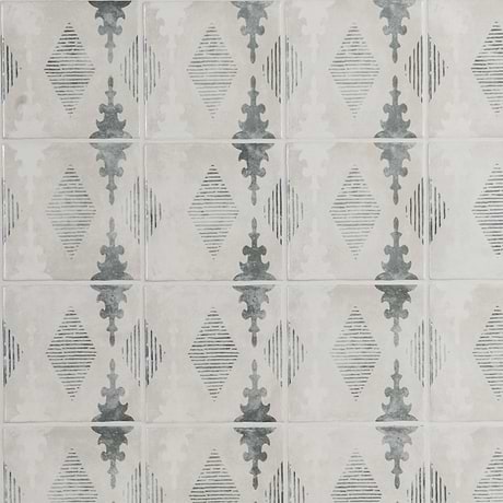 Talia Aztec Blue Gray 5x5 Matte Ceramic Tile by Paula Purroy