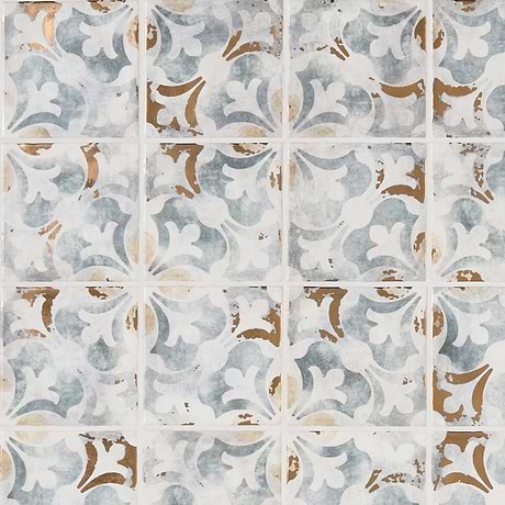 Talia Bossa Blue Gray with Gold 5x5 Matte Ceramic Tile by Paula Purroy