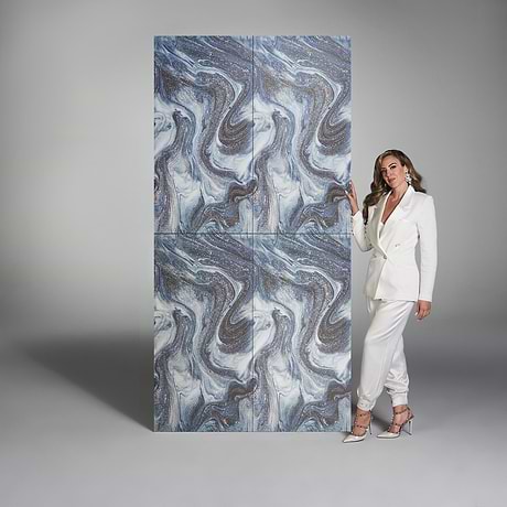 Australis Blue Deco 24x48 Polished Porcelain Tile by Paula Purroy