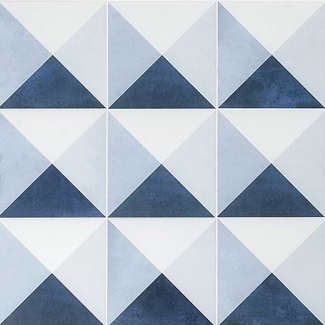 Art Geo Deco Prism Blue 8x8 Matte Porcelain Tile by Elizabeth Sutton
