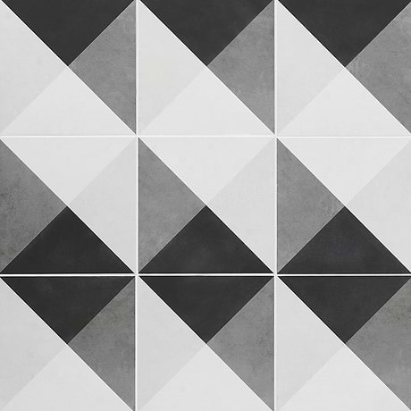 Art Geo Deco Charcoal Gray 8x8 Cement Look Matte Porcelain Tile by Elizabeth Sutton