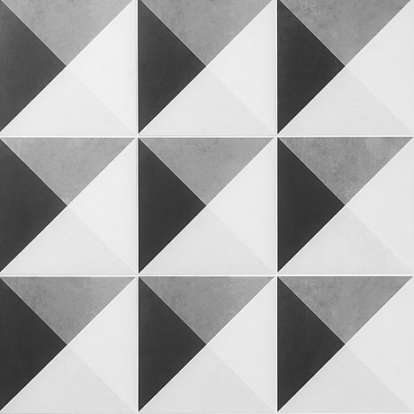 Art Geo  Cement Deco Charcoal Black 8x8 Matte Porcelain Tile by Elizabeth Sutton