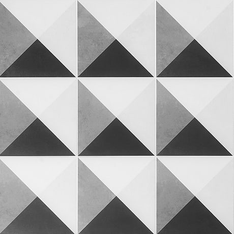 Art Geo Deco Prism Charcoal Black 8x8 Matte Porcelain Tile by Elizabeth Sutton