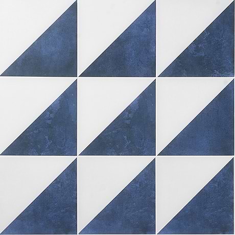 Art Geo Dos Triangle Blue 8x8 Matte Porcelain Tile by Elizabeth Sutton