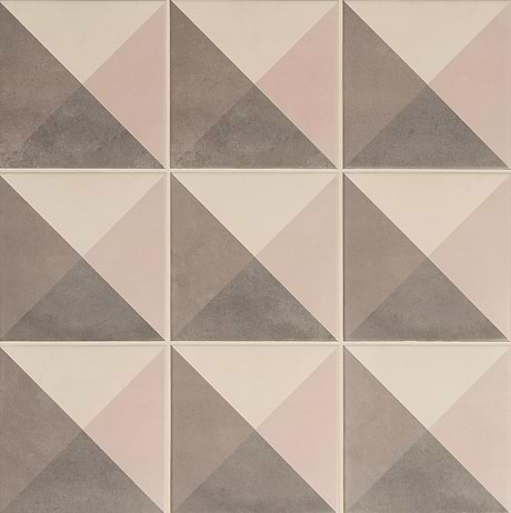 Art Geo Deco Prism Mist Gray 8x8 Matte Porcelain Tile by Elizabeth Sutton