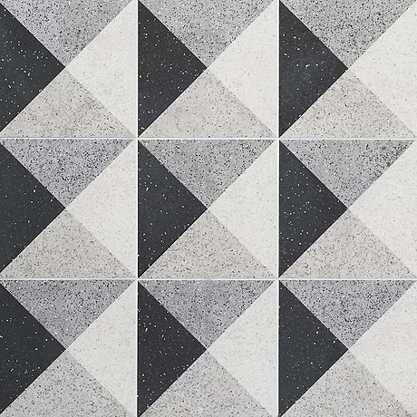 Art Geo  Terrazzo Deco Charcoal Black 8x8 Matte Porcelain Tile by Elizabeth Sutton