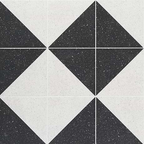 Art Geo Dos Charcoal Black 8x8 Terrazzo Look Matte Porcelain Tile by Elizabeth Sutton