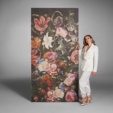 Art Gallery Bouquet Multicolor 24x48 Artisan Decor Matte Porcelain Tile by Paula Purroy