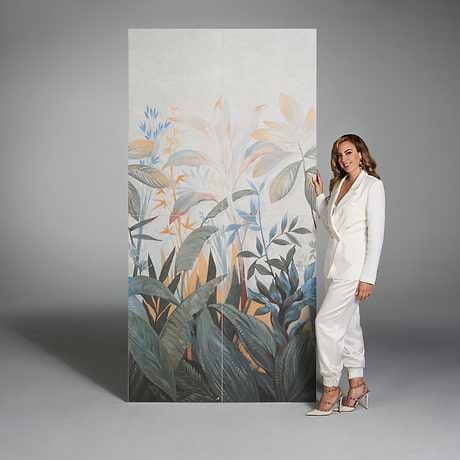 Art Gallery Terrace Blue and Green 24x48 Artisan Decor Matte Porcelain Tile by Paula Purroy