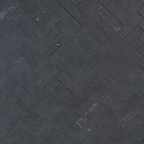 Portrait Black 1x4 Herringbone Matte Porcelain Mosaic