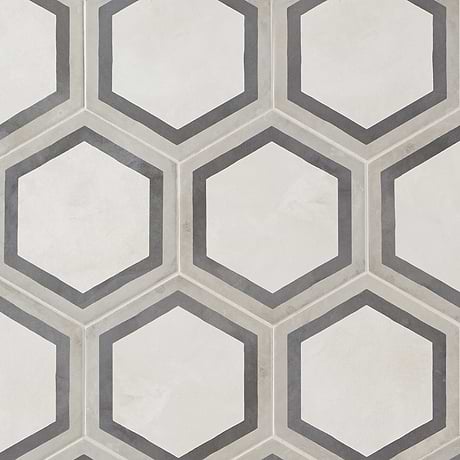 Ava Deco Sabbia Charcoal Gray 8" Hexagon Matte Porcelain Tile