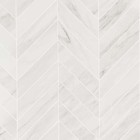 dreamstone Dolomite Snow White 2x8 Chevron Polished Porcelain Mosaic